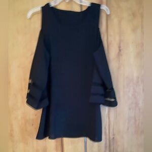Black crepe cold shoulder top